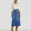 7 For All Mankind Denim Midi Skirt In Explorer
