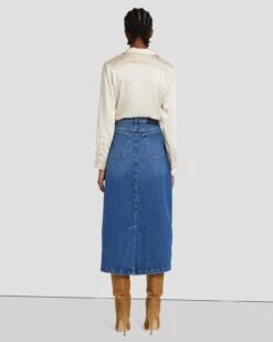 7 For All Mankind Denim Midi Skirt In Explorer -7 For All Mankind 7U835C10 EPR 4