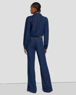 7 For All Mankind Denim Lustre Long Sleeve Jumpsuit In Poppy -7 For All Mankind 7U837C86 PPY 4