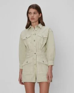7 For All Mankind Surplus Romper In Olive