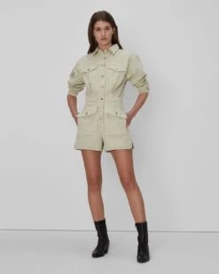 7 For All Mankind Surplus Romper In Olive 8 7 For All Mankind Surplus Romper In Olive -7 For All Mankind 7U861795 SFO 03