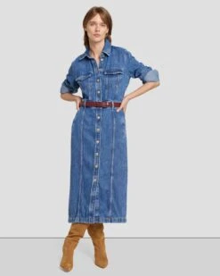 7 For All Mankind Denim Lustre Luxe Dress In Daylily -7 For All Mankind 7U864C86 DLY 2