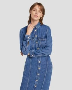 7 For All Mankind Denim Lustre Luxe Dress In Daylily -7 For All Mankind 7U864C86 DLY 3