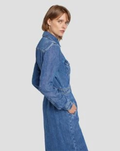 7 For All Mankind Denim Lustre Luxe Dress In Daylily -7 For All Mankind 7U864C86 DLY 5