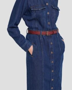 7 For All Mankind Denim Lustre Luxe Dress In Poppy -7 For All Mankind 7U864C86 PPY 5