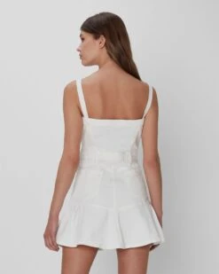 7 For All Mankind Surplus Flounce Dress In White -7 For All Mankind 7U865595 WHT 03