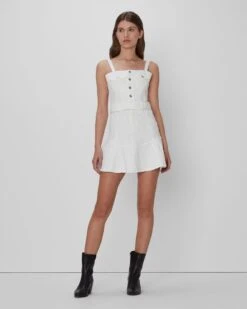 7 For All Mankind Surplus Flounce Dress In White -7 For All Mankind 7U865595 WHT 05
