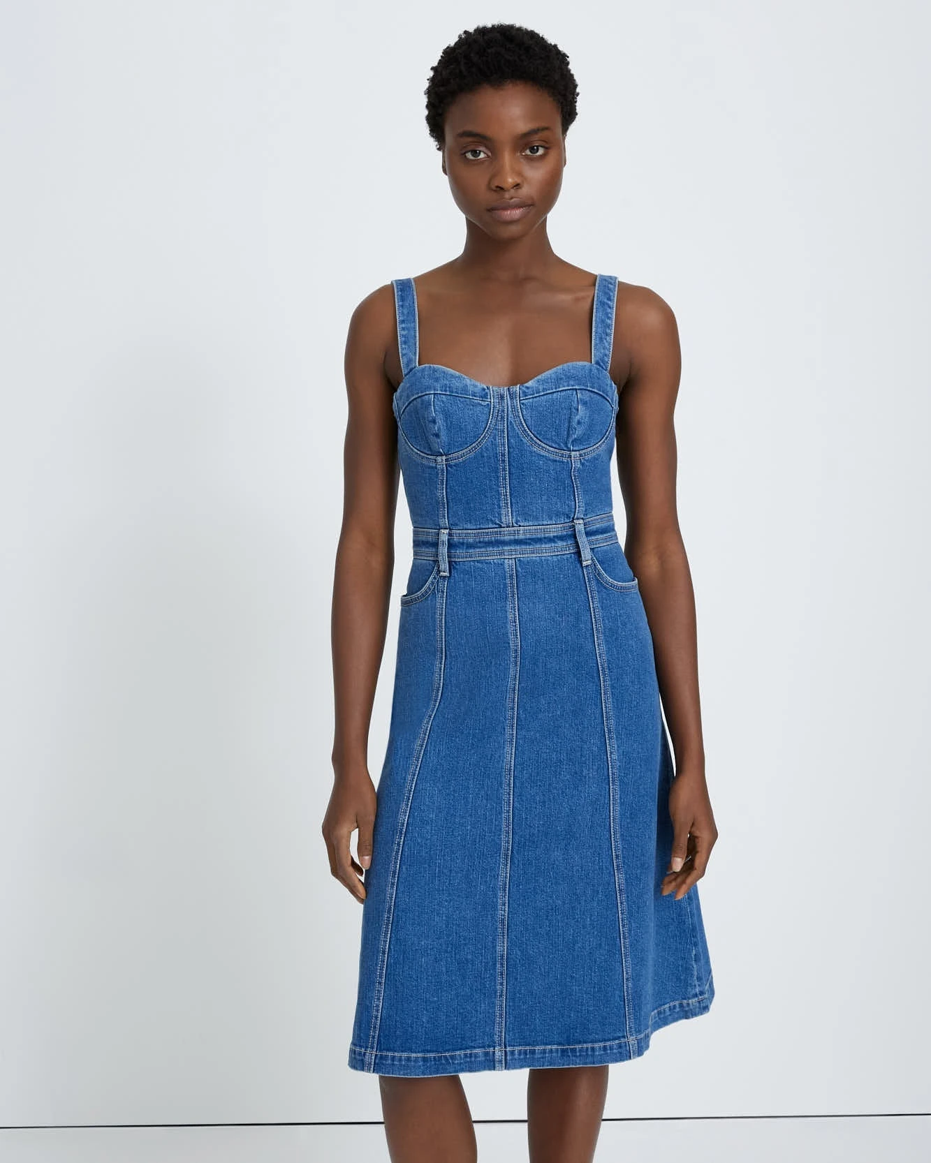 7 For All Mankind Beauty Denim Bustier Dress In Diana 4 7 For All Mankind Beauty Denim Bustier Dress In Diana - Image 2