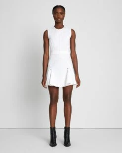 7 For All Mankind Denim Flounce Dress Mini In Brilliant White