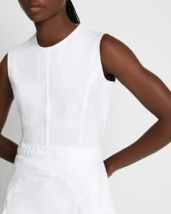 7 For All Mankind Denim Flounce Dress Mini In Brilliant White -7 For All Mankind 7U888597 BW3 3