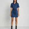 7 For All Mankind Denim Lustre Belted Shirtdress In Dark Indigo -7 For All Mankind 7U890561 DRI 1