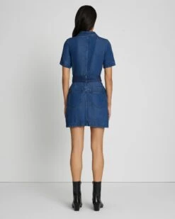 7 For All Mankind Denim Lustre Belted Shirtdress In Dark Indigo -7 For All Mankind 7U890561 DRI 4