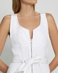 7 For All Mankind Front Zip Flare Jumpsuit In Brilliant White 8 7 For All Mankind Front Zip Flare Jumpsuit In Brilliant White -7 For All Mankind 7U892672 BW4 3