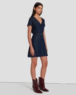 7 For All Mankind Denim Lustre Mod Dress In Dark Rinse -7 For All Mankind 7U894C86 DR3 3