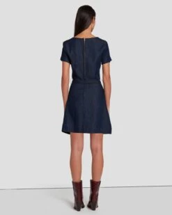 7 For All Mankind Denim Lustre Mod Dress In Dark Rinse -7 For All Mankind 7U894C86 DR3 4