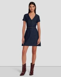 7 For All Mankind Denim Lustre Mod Dress In Dark Rinse -7 For All Mankind 7U894C86 DR3 6