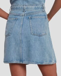 7 For All Mankind Denim Lustre Shirt Dress In Volcan Blue -7 For All Mankind 7U895C86 VCB 5