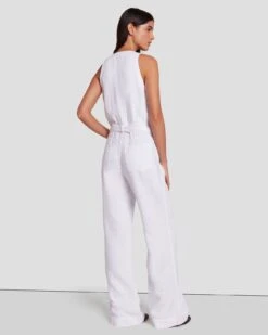 7 For All Mankind Denim Lustre Tailored Wide Leg Jumpsuit In Brilliant White -7 For All Mankind 7U896786 BW0 4