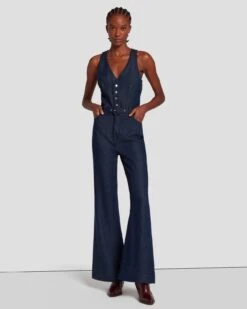7 For All Mankind Denim Lustre Tailored Wide Leg Jumpsuit In Dark Rinse 10 7 For All Mankind Denim Lustre Tailored Wide Leg Jumpsuit In Dark Rinse -7 For All Mankind 7U896C86 DR3 3