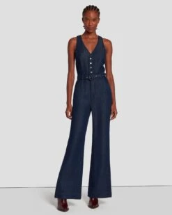 7 For All Mankind Denim Lustre Tailored Wide Leg Jumpsuit In Dark Rinse 13 7 For All Mankind Denim Lustre Tailored Wide Leg Jumpsuit In Dark Rinse -7 For All Mankind 7U896C86 DR3 6