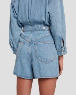 7 For All Mankind Denim Lustre Shortall In Volcan Blue -7 For All Mankind 7U898C86 VCB 5