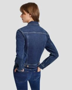 7 For All Mankind Luxe Vintage Classic Trucker Jacket In Deep Soul -7 For All Mankind 7U918A91 DSL 5