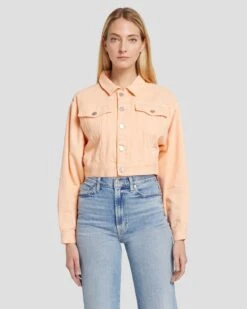 7 For All Mankind Cropped Trucker Jacket In Prairie Sunset -7 For All Mankind 7U939295 PS3 0162 F