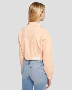 7 For All Mankind Cropped Trucker Jacket In Prairie Sunset -7 For All Mankind 7U939295 PS3 0172 D2
