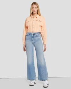 7 For All Mankind Cropped Trucker Jacket In Prairie Sunset -7 For All Mankind 7U939295 PS3 0186 FI