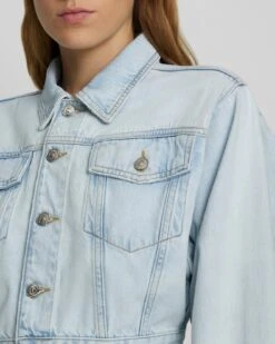 7 For All Mankind Cropped Trucker Jacket In Icy Indigo -7 For All Mankind 7U939555 II2 3