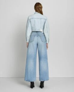 7 For All Mankind Cropped Trucker Jacket In Icy Indigo -7 For All Mankind 7U939555 II2 4