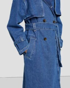 7 For All Mankind Tailored Denim Trench Coat In Calla 12 7 For All Mankind Tailored Denim Trench Coat In Calla -7 For All Mankind 7U944855 LLA 5