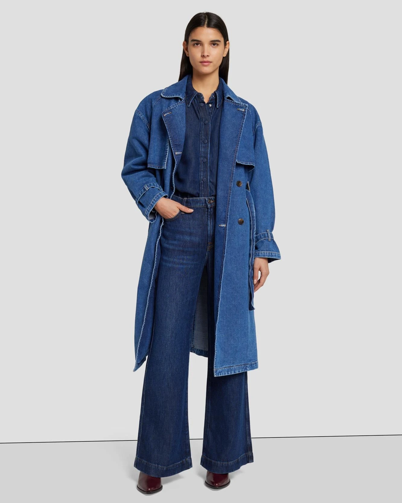 7 For All Mankind Tailored Denim Trench Coat In Calla 8 7 For All Mankind Tailored Denim Trench Coat In Calla - Image 6