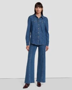 7 For All Mankind Western Denim Shirt In Dolly -7 For All Mankind 7U948C21 DOY 2