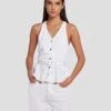 7 For All Mankind Denim Lustre Tailored Vest In Brilliant White -7 For All Mankind 7U994786 BW0 1