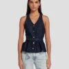 7 For All Mankind Denim Lustre Tailored Vest In Dark Rinse 2 7 For All Mankind Denim Lustre Tailored Vest In Dark Rinse -7 For All Mankind 7U994786 DR3 1