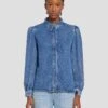7 For All Mankind Denim Lustre Puff Sleeve Shirt In Daylily -7 For All Mankind 7U997C86 DLY 1