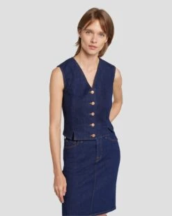 7 For All Mankind Tailored Denim Vest In Magnolia -7 For All Mankind 7U998767 MAG 3