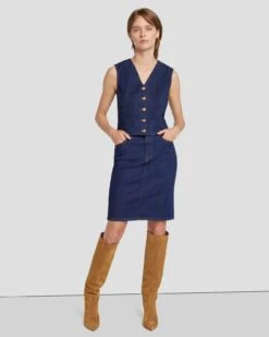 7 For All Mankind Tailored Denim Vest In Magnolia -7 For All Mankind 7U998767 MAG 6