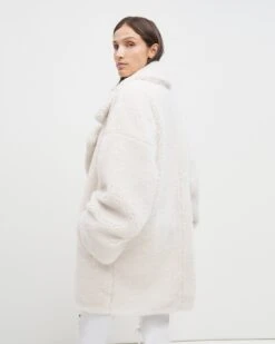7 For All Mankind Shearling Cozy Coat In Ivory -7 For All Mankind 7ada760dbded9ecac1094d1d8955cbb7
