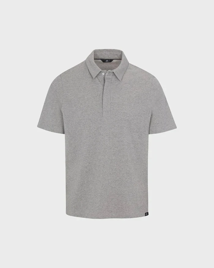 7 For All Mankind Pique Knit Polo In Heather Grey 8 7 For All Mankind Pique Knit Polo In Heather Grey - Image 6
