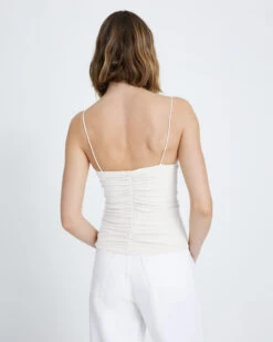 7 For All Mankind Ruched Cami In White -7 For All Mankind 7n322d43 wht 4