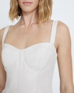 7 For All Mankind Faux Leather Bustier In Antique White -7 For All Mankind 7n555c33 anw 3