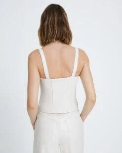 7 For All Mankind Faux Leather Bustier In Antique White -7 For All Mankind 7n555c33 anw 4