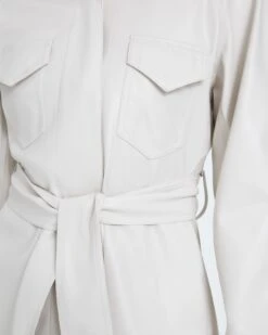 7 For All Mankind Faux Leather Belted Safari Jacket In Antique White -7 For All Mankind 7n938c33 anw 3