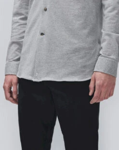 7 For All Mankind Pique Knit Button Down In Heather Grey -7 For All Mankind 8073952dd29c7c20f660510bfff26d2e