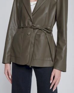 7 For All Mankind Faux Leather Tie Blazer In Deep Lichen -7 For All Mankind 8b357784429f3143c75d903ba705b51d