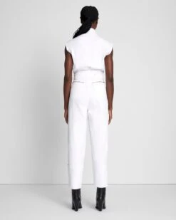 7 For All Mankind Denim Lustre Sleeveless Balloon Jumpsuit In Brilliant White -7 For All Mankind 9368cfb34d11adebd400579967fb397d