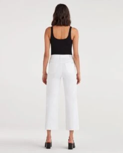 7 For All Mankind Cropped Alexa With Cut Off Hem In White Runway -7 For All Mankind 954ecf0b96fa704621f9ad39d32b2dc5
