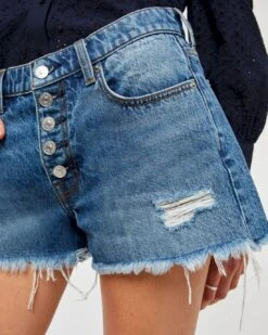 7 For All Mankind Monroe Cut-Off Short With Exposed Buttons In Pisces Blue 9 7 For All Mankind Monroe Cut-Off Short With Exposed Buttons In Pisces Blue -7 For All Mankind 96f437495f489f1f2715f9b41baf9930